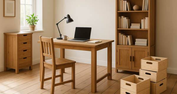 Ergonomie und Stil: Massivholzmöbel und Stapelboxen als Arbeitsplatz-Booster
