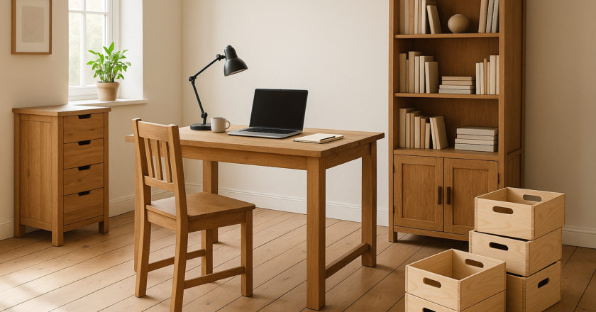 Ergonomie und Stil: Massivholzmöbel und Stapelboxen als Arbeitsplatz-Booster